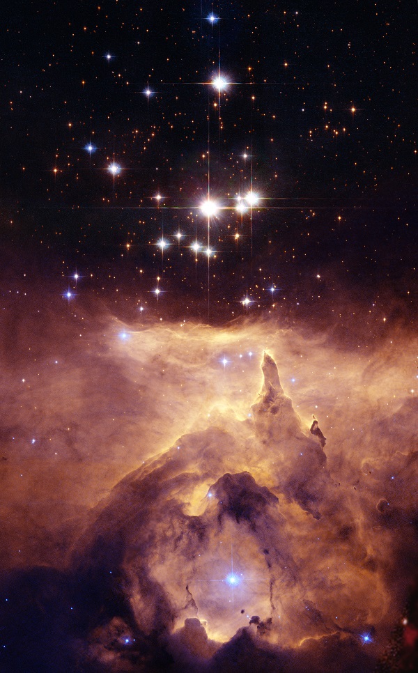 A star cluster in an emission nebula. 